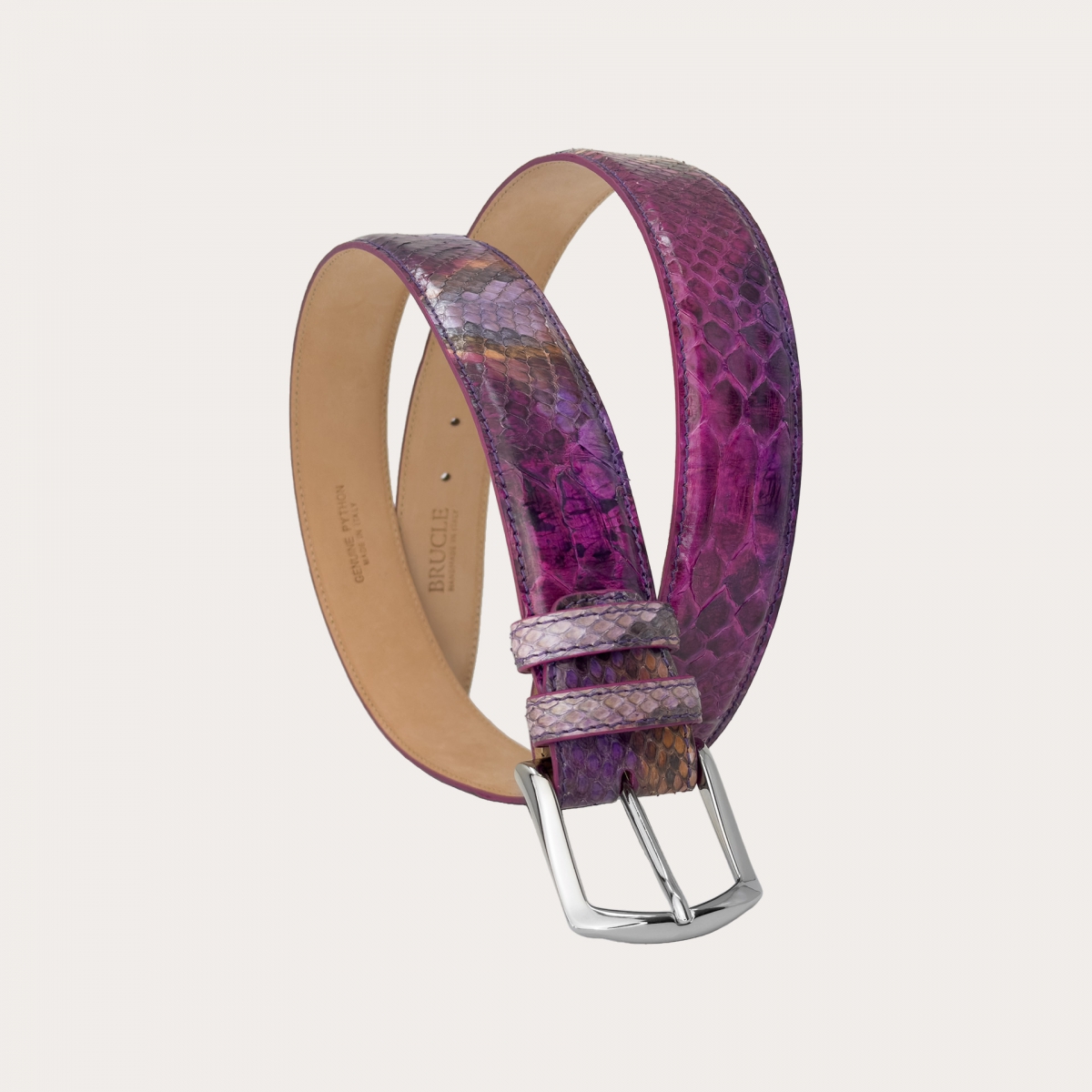 Purple belt in genuine hand-colored python