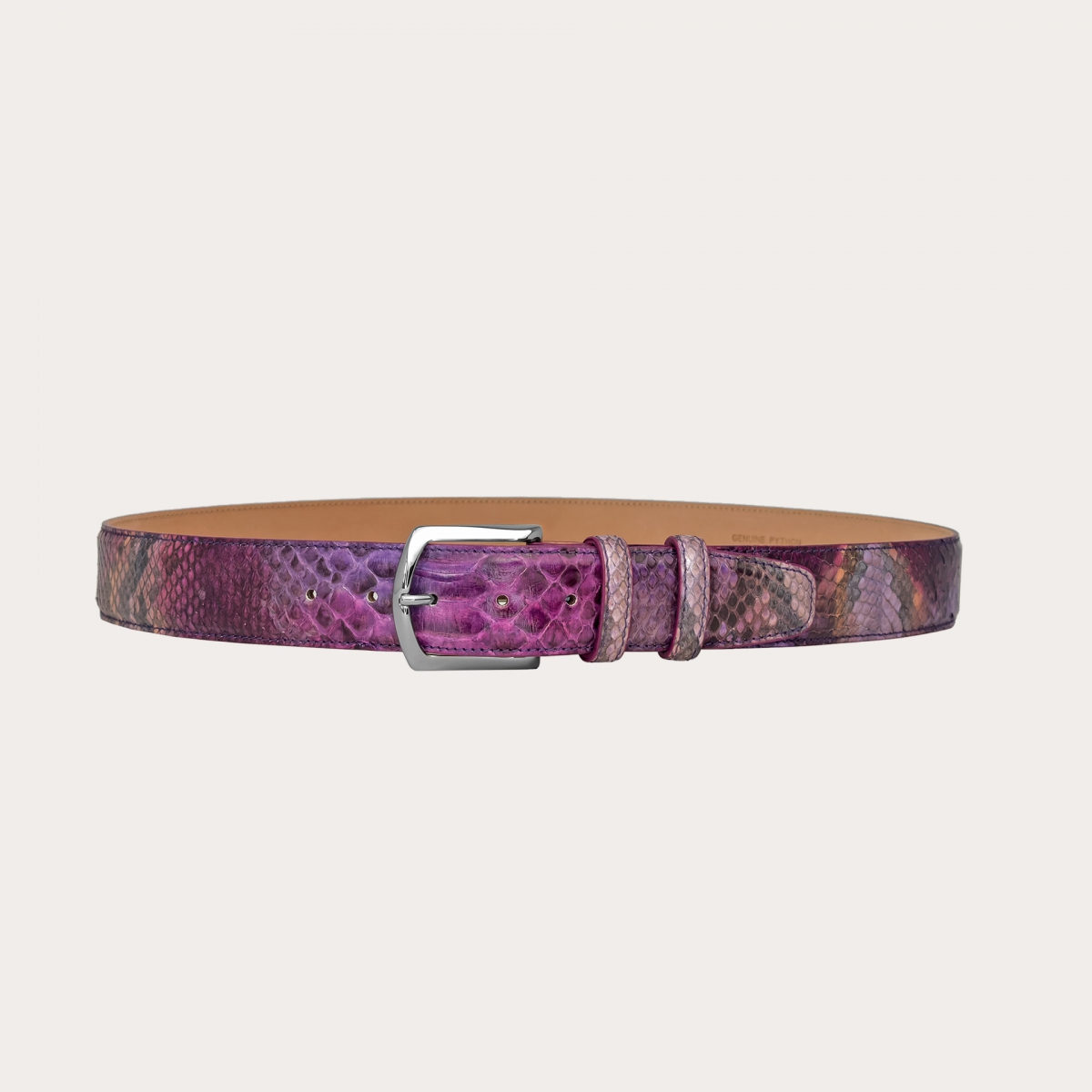 Purple belt in genuine hand-colored python