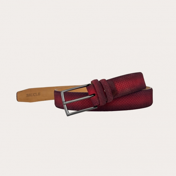 Cinturón de gamuza perforada degradado de rojo a negro