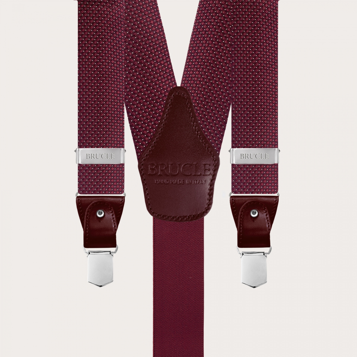 Tirantes en forma de Y en seda jacquard, burdeos