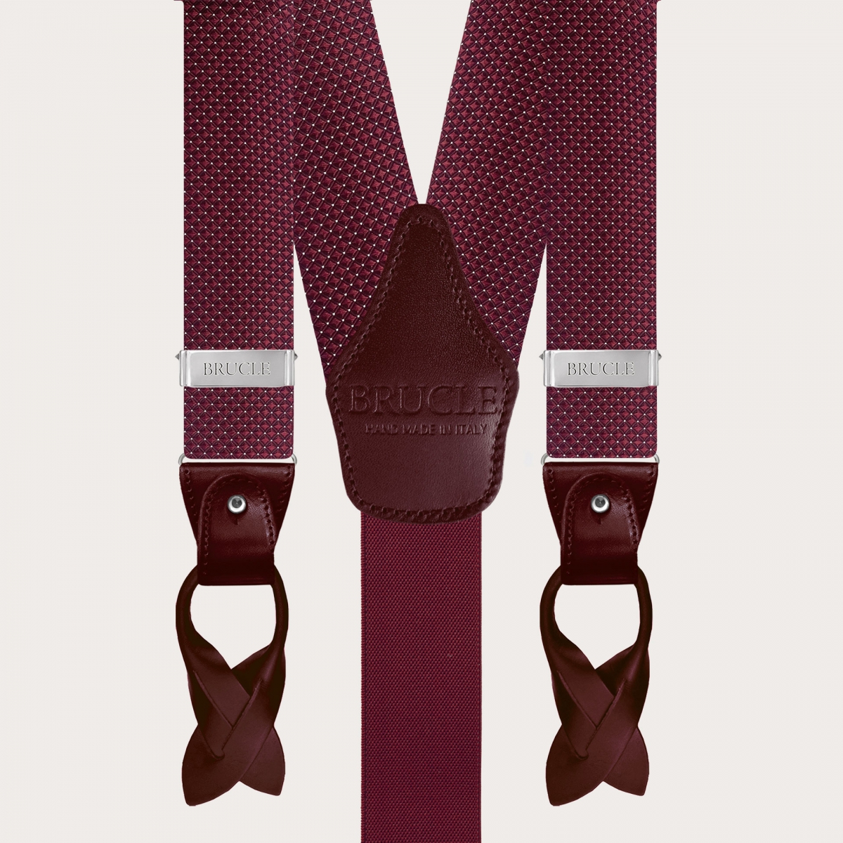 Tirantes en forma de Y en seda jacquard, burdeos