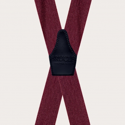 Unisex X-förmige Hosenträger in Bordeaux mit Jeans-Effekt