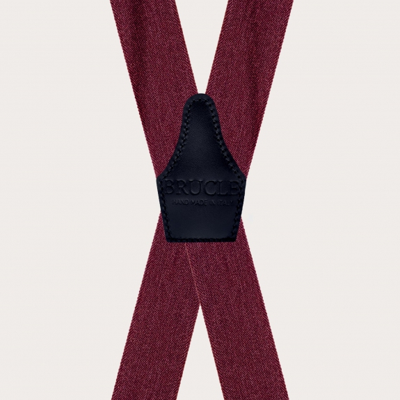 Unisex X-förmige Hosenträger in Bordeaux mit Jeans-Effekt
