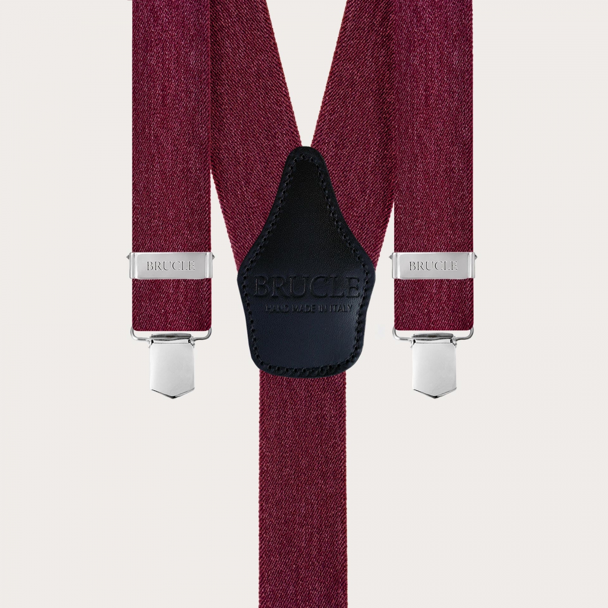 Bretelles larges en Y bordeaux effet jeans