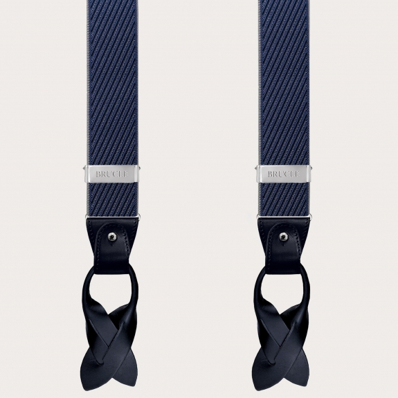 Elegante Hosenträger mit diagonalen Streifen in Blau, Grau und Marine, doppelte Verwendung