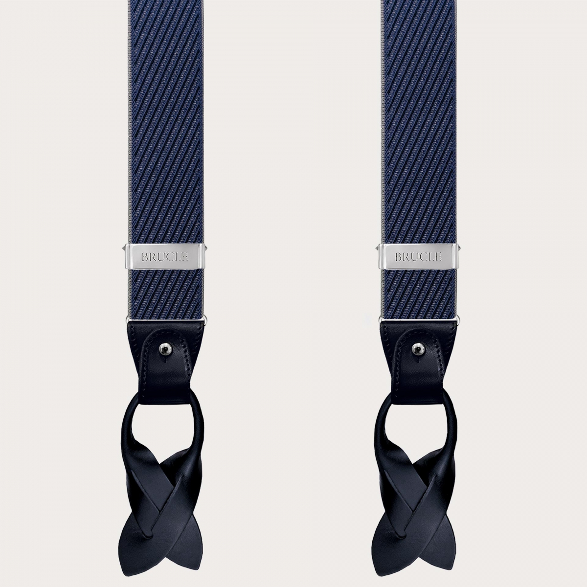 Elegante Hosenträger mit diagonalen Streifen in Blau, Grau und Marine, doppelte Verwendung