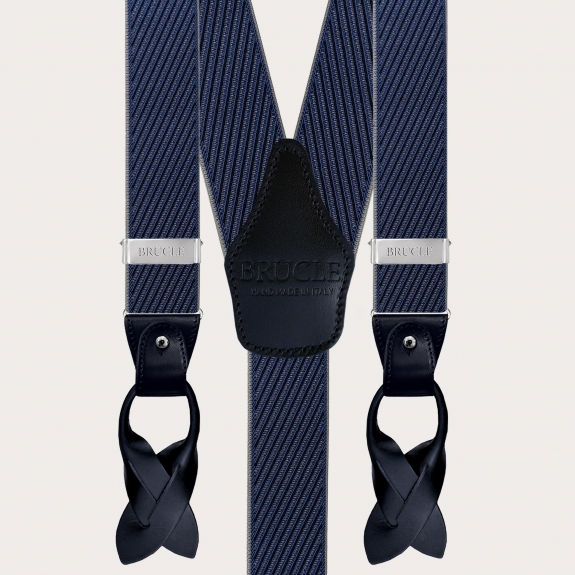 Elegante Hosenträger mit diagonalen Streifen in Blau, Grau und Marine, doppelte Verwendung