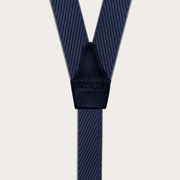Bretelle eleganti a righe oblique blu grigie e navy doppio uso