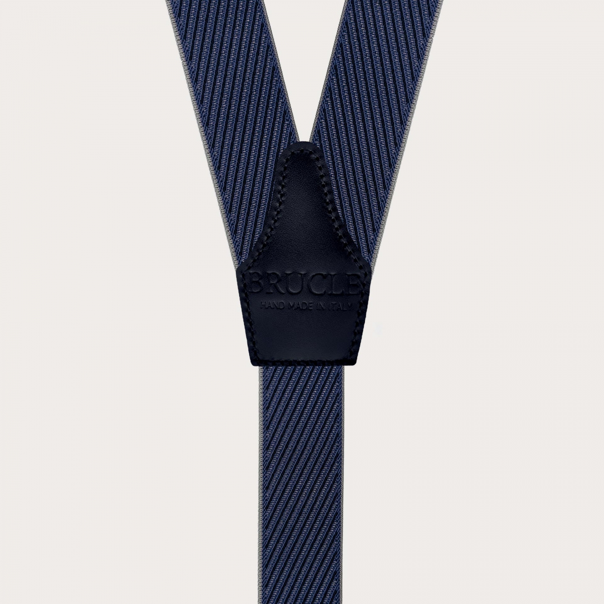 Elegant suspenders with diagonal stripes in blue, grey, and navy, dual use