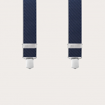 Striped suspenders in blue and grey, clip only