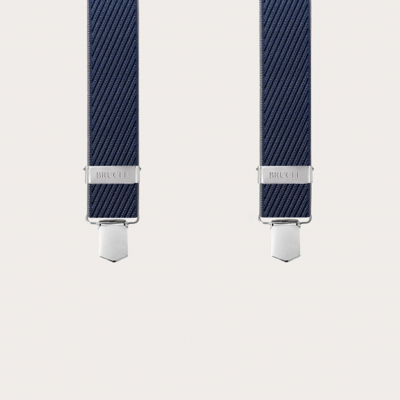 Tirantes de rayas diagonales azules y grises, solo con clips