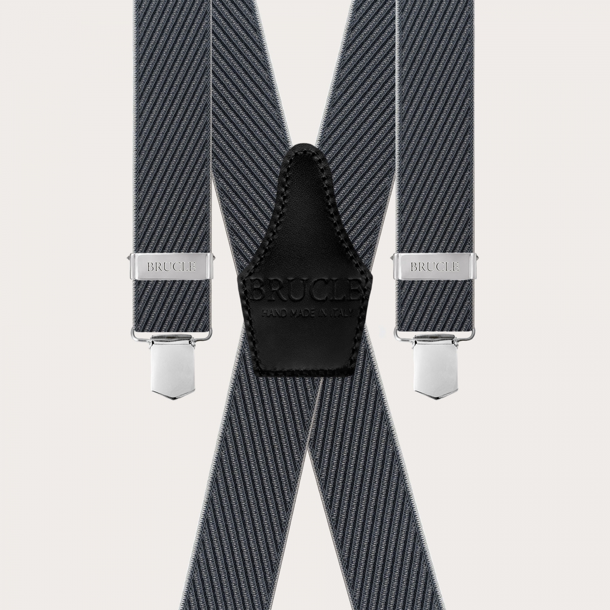 Tirantes para hombre negros en X con rayas diagonales, solo con clips