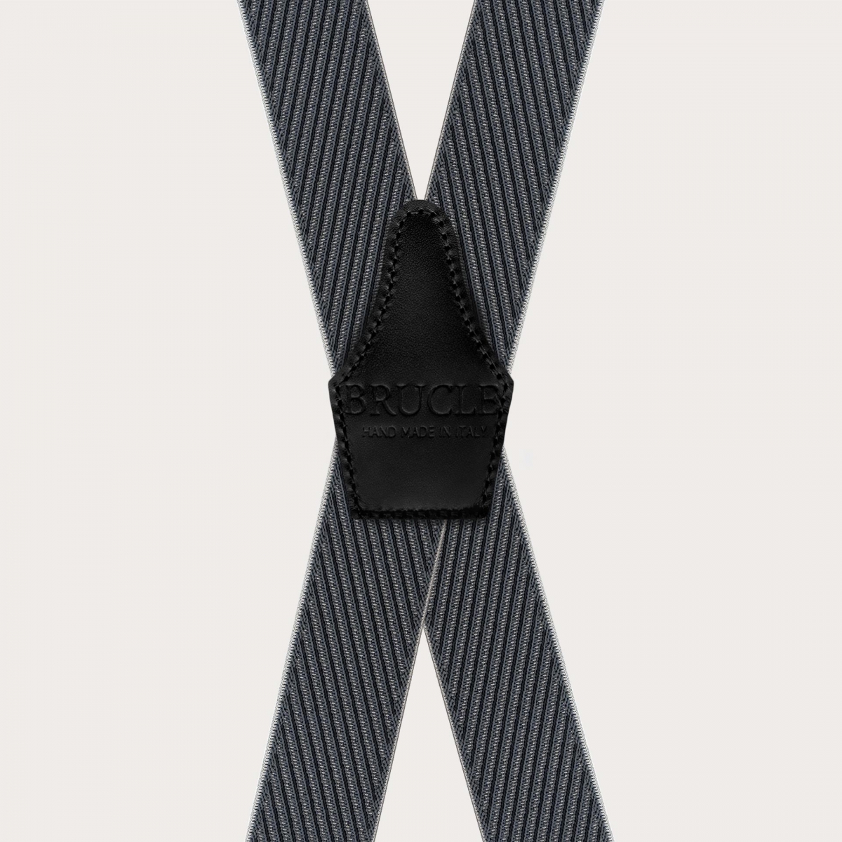 Bretelles homme noires en X avec rayures obliques, uniquement à clips