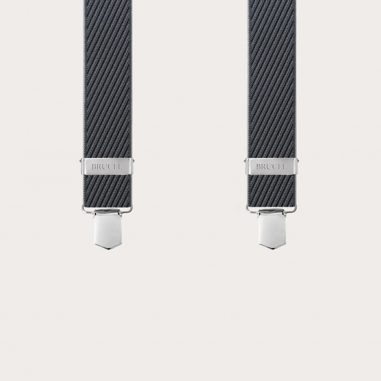 Schwarz-graue gestreifte elastische Hosenträger mit Clips