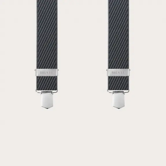 Schwarz-graue gestreifte elastische Hosenträger mit Clips