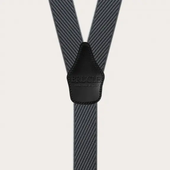 Schwarz-graue gestreifte elastische Hosenträger mit Clips