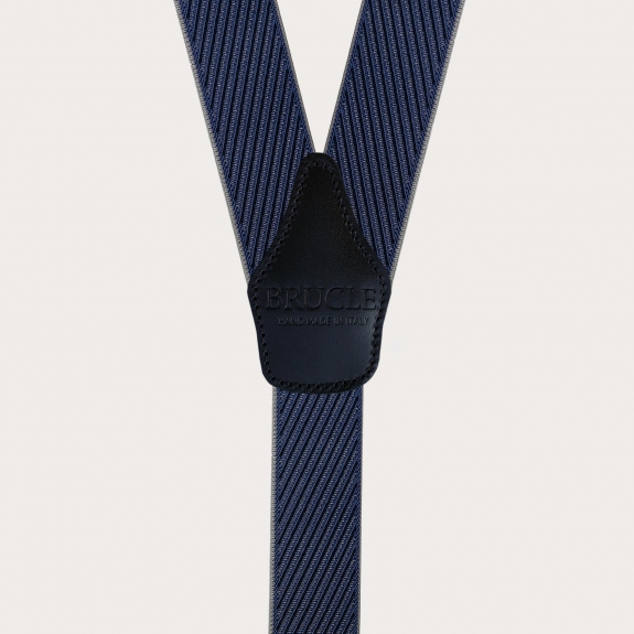 Bretelle a righe oblique blu e grigie solo clip