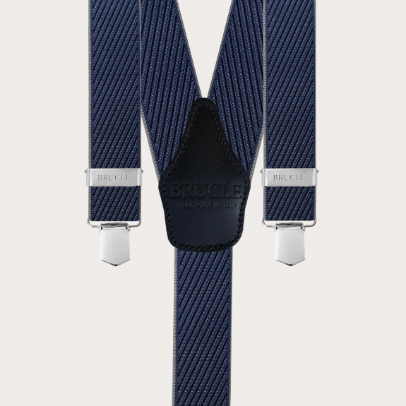 Bretelles à rayures obliques bleues et grises, uniquement à clips