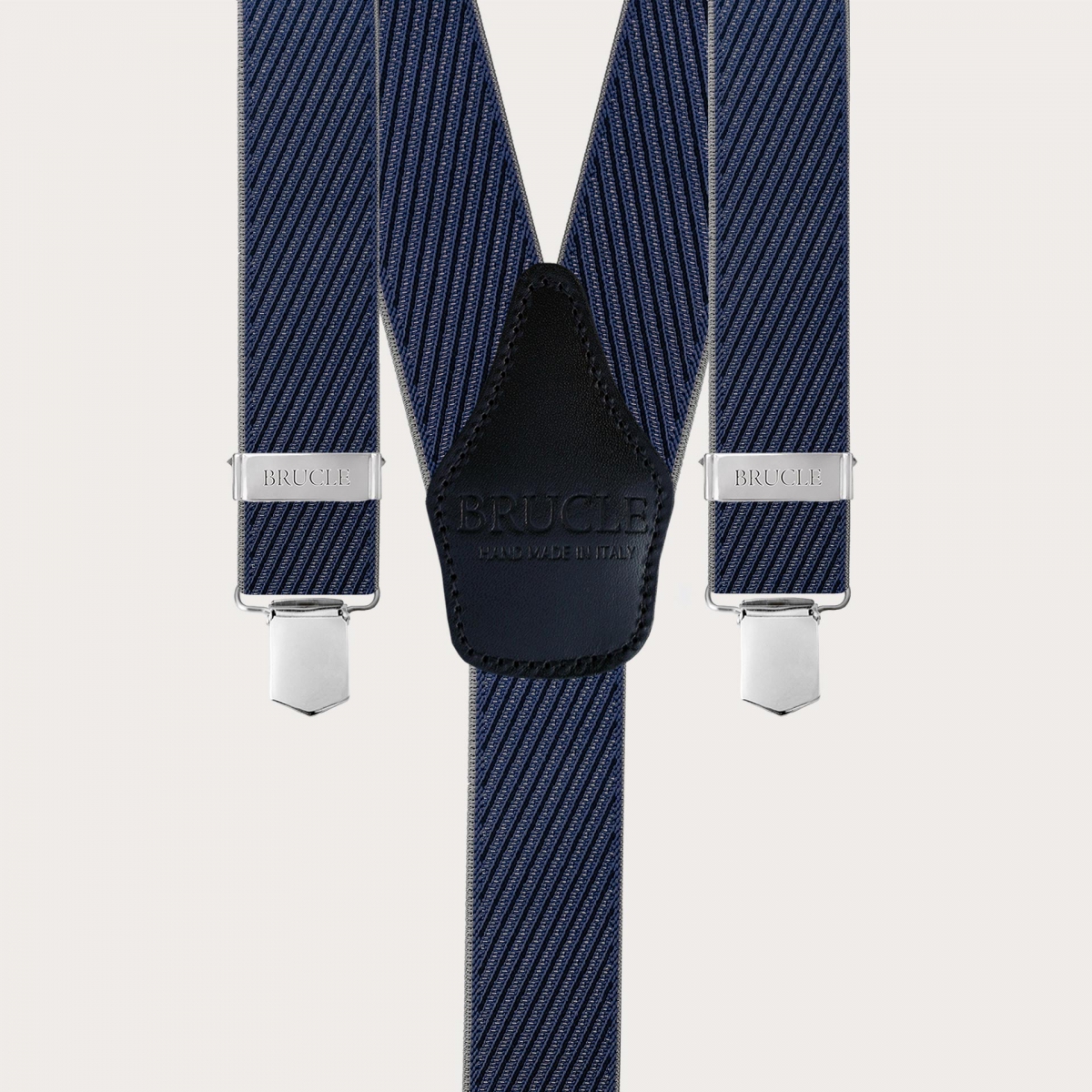 Tirantes de rayas diagonales azules y grises, solo con clips