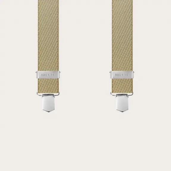 Gestreifte gold- und beige-elastische Hosenträger mit Clips