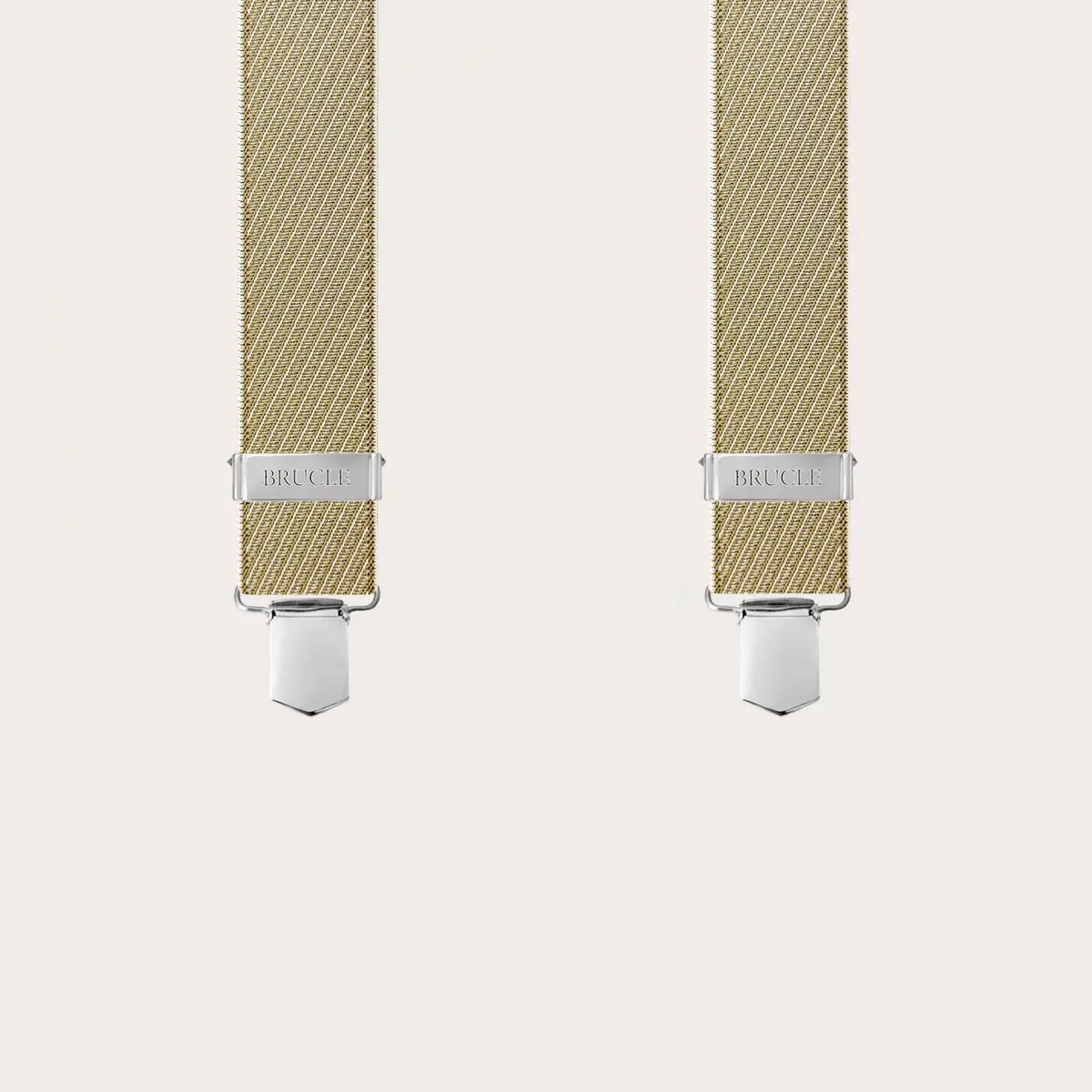 Gestreifte gold- und beige-elastische Hosenträger mit Clips