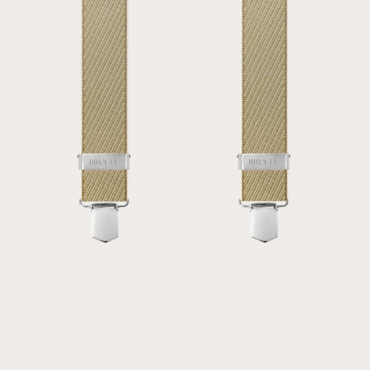 Tirantes elásticos a rayas doradas y beige con clips