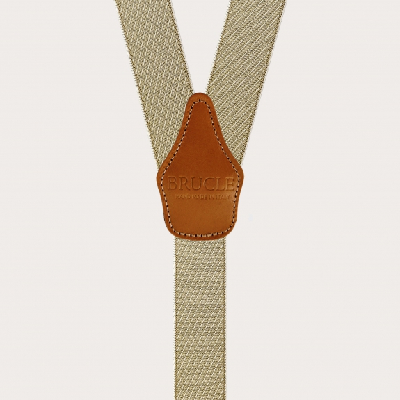 Gestreifte gold- und beige-elastische Hosenträger mit Clips