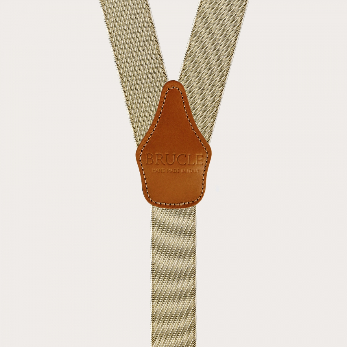 Bretelle elastiche a righe oro e beige con clip