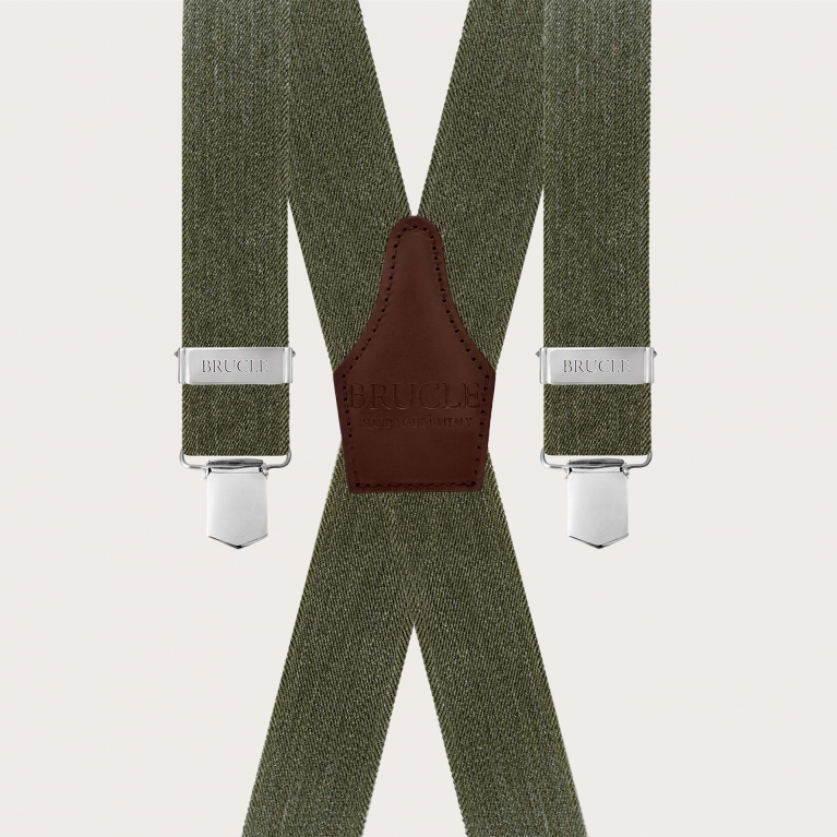 Tirantes verdes efecto jeans en forma de X, solo con clips