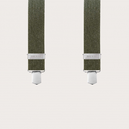 Green jeans-effect suspenders in X shape, clips only