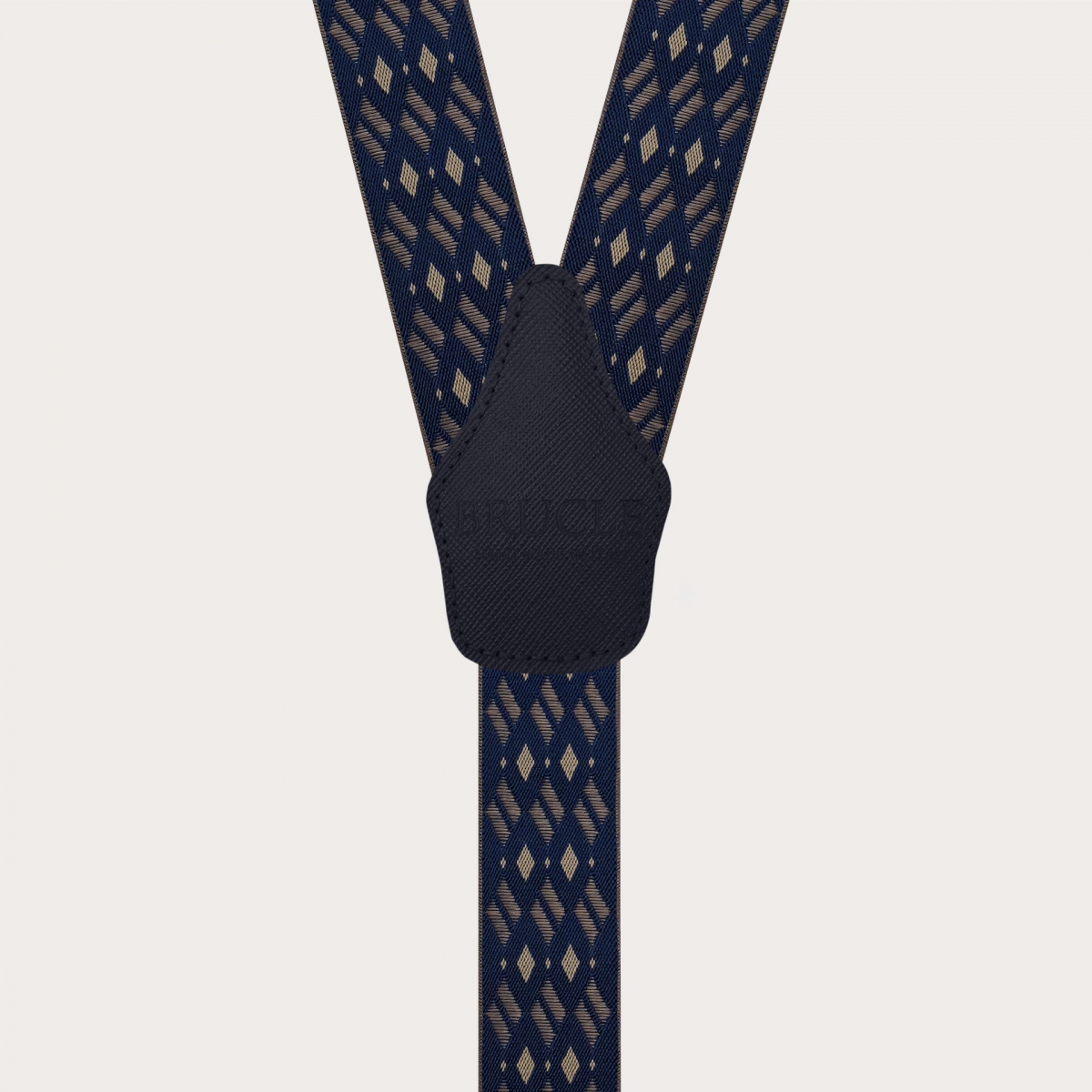 Tirantes para hombre de doble uso con diseño de rombos en azul marino y beige