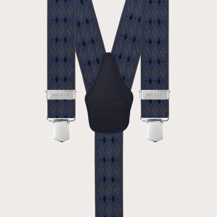 Bretelle larghe a rombi blu e grigie