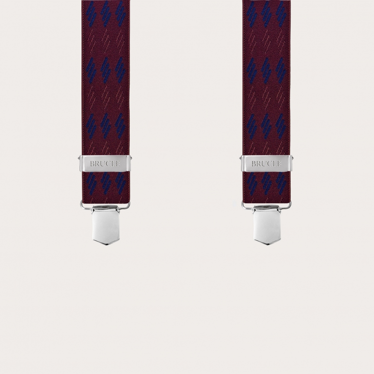 Breite unisex Hosenträger mit Streifenmuster in Bordeaux und Blau