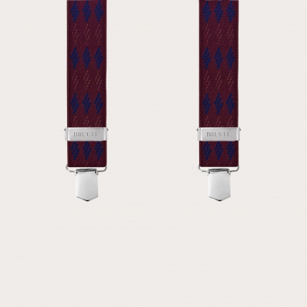 Bretelle larghe unisex fantasia a righe bordeaux e blu