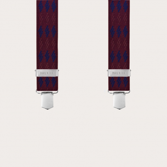 Breite unisex Hosenträger mit Streifenmuster in Bordeaux und Blau