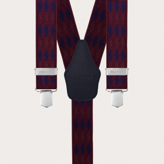 Bretelle larghe unisex fantasia a righe bordeaux e blu