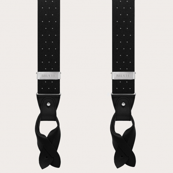 Bretelles noires à pois double usage avec boutons et clips sans nickel