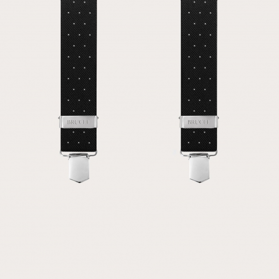 Tirantes unisex negros de lunares elásticos con clips