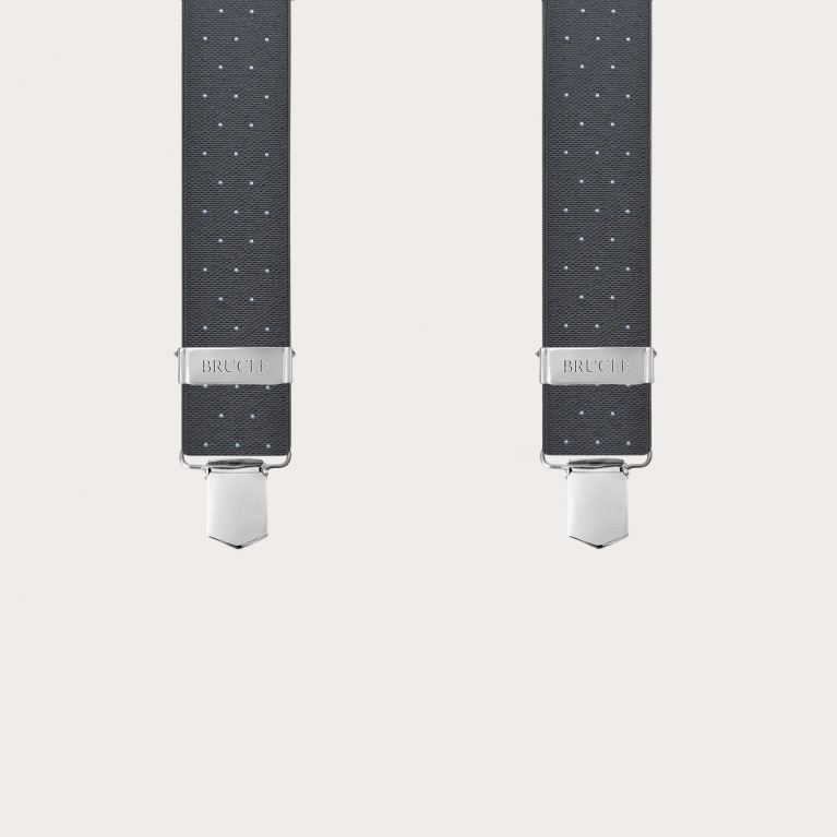 Breite graue Punktmuster Hosenträger mit Clips für Männer und Frauen