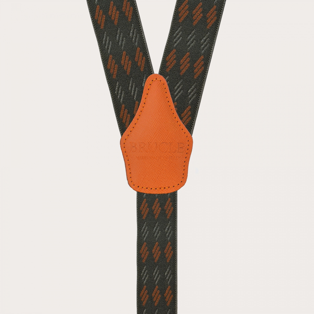 Green and orange striped elastic suspenders for buttons or clips