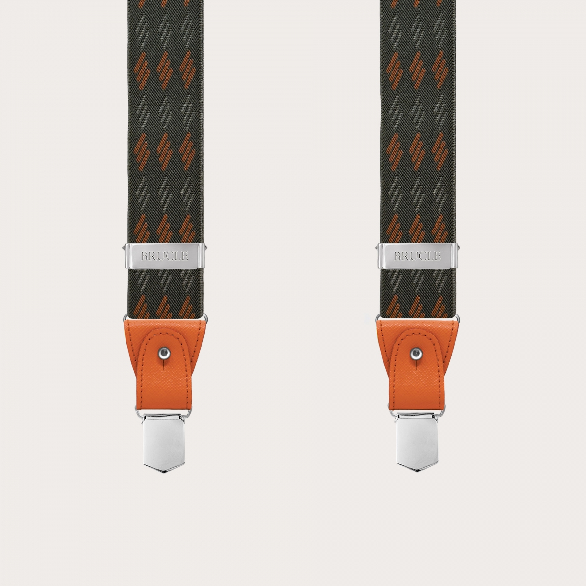 Grün-orange gestreifte elastische Hosenträger für Knöpfe oder Clips