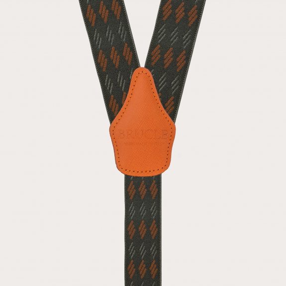 Breite grün-orange gestreifte elastische Hosenträger