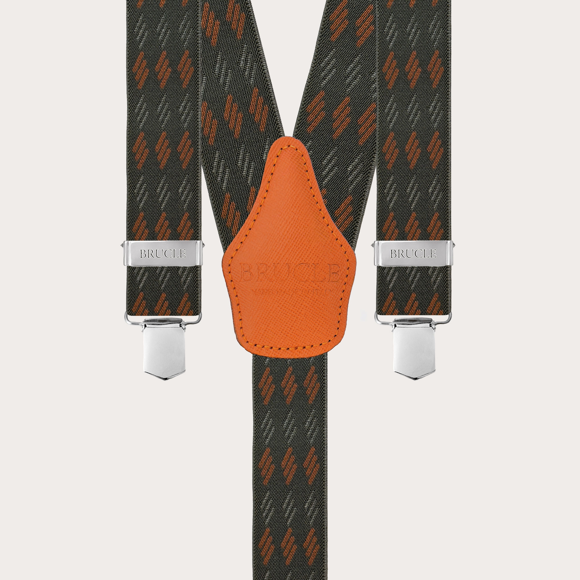 Breite grün-orange gestreifte elastische Hosenträger