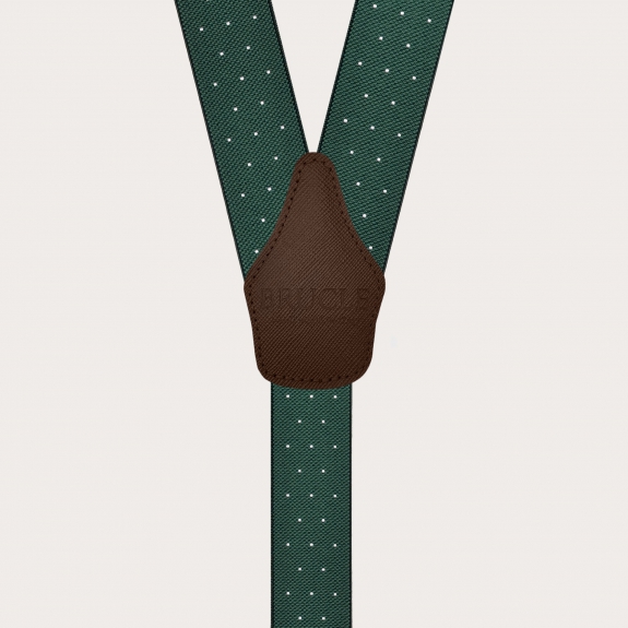 Green polka-dot suspenders with clips for men and women