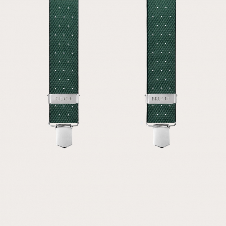 Green polka-dot suspenders with clips for men and women