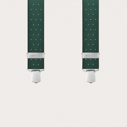 Bretelles larges  vertes à pois avec clips pour hommes et femmes