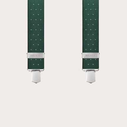 Green polka-dot suspenders with clips for men and women