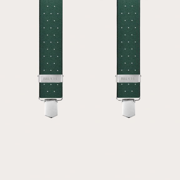 Green polka-dot suspenders with clips for men and women