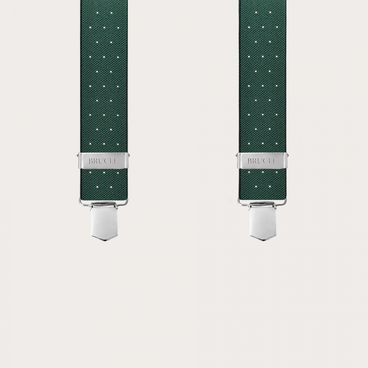Green polka-dot suspenders with clips for men and women