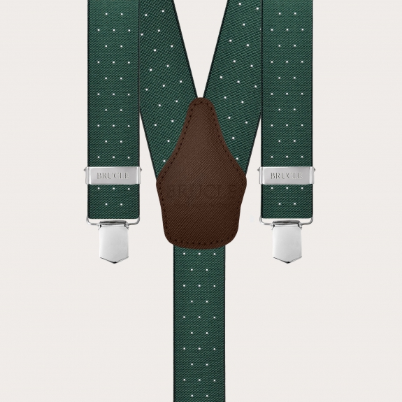 Green polka-dot suspenders with clips for men and women